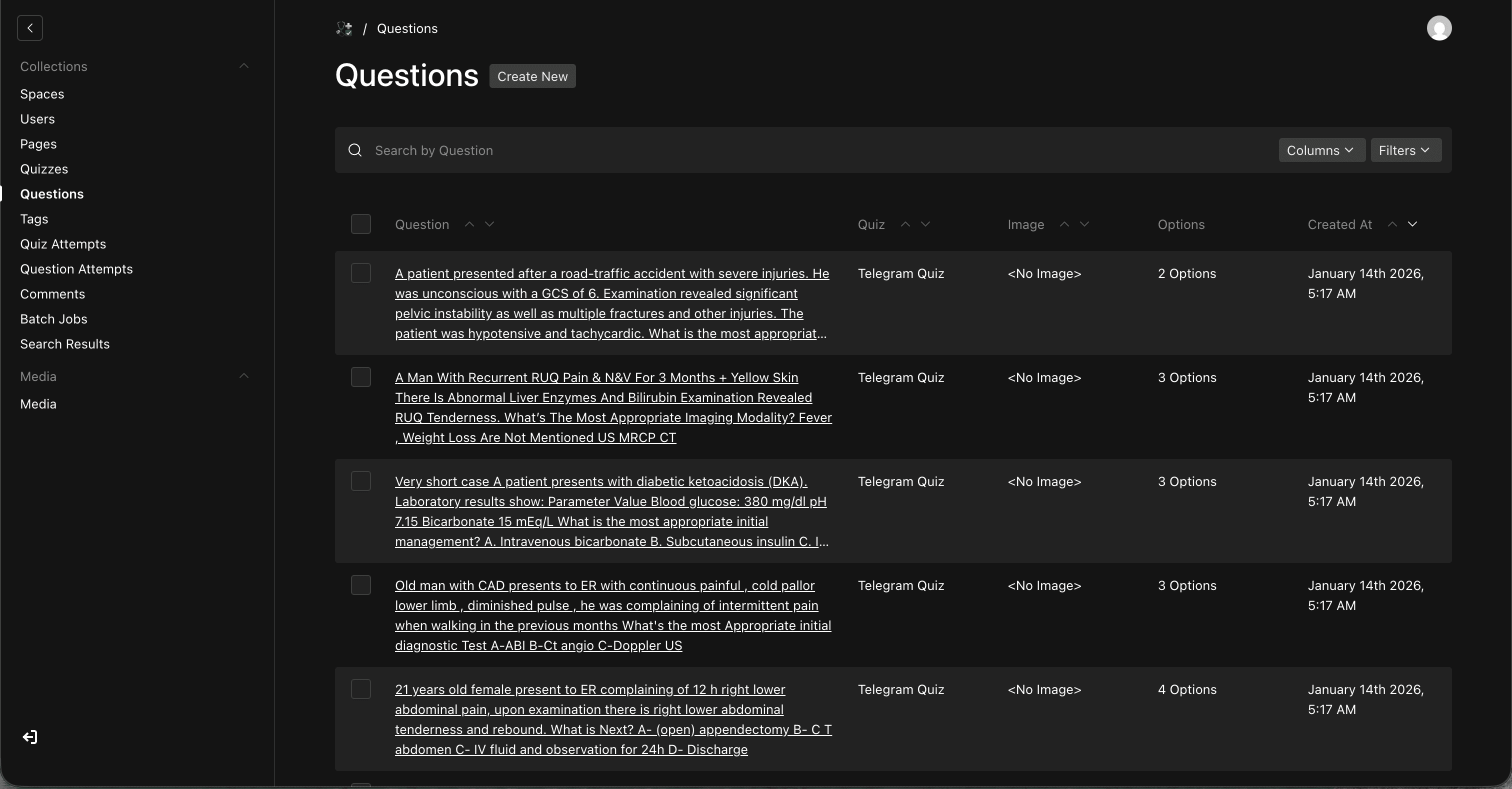 Questions Administration