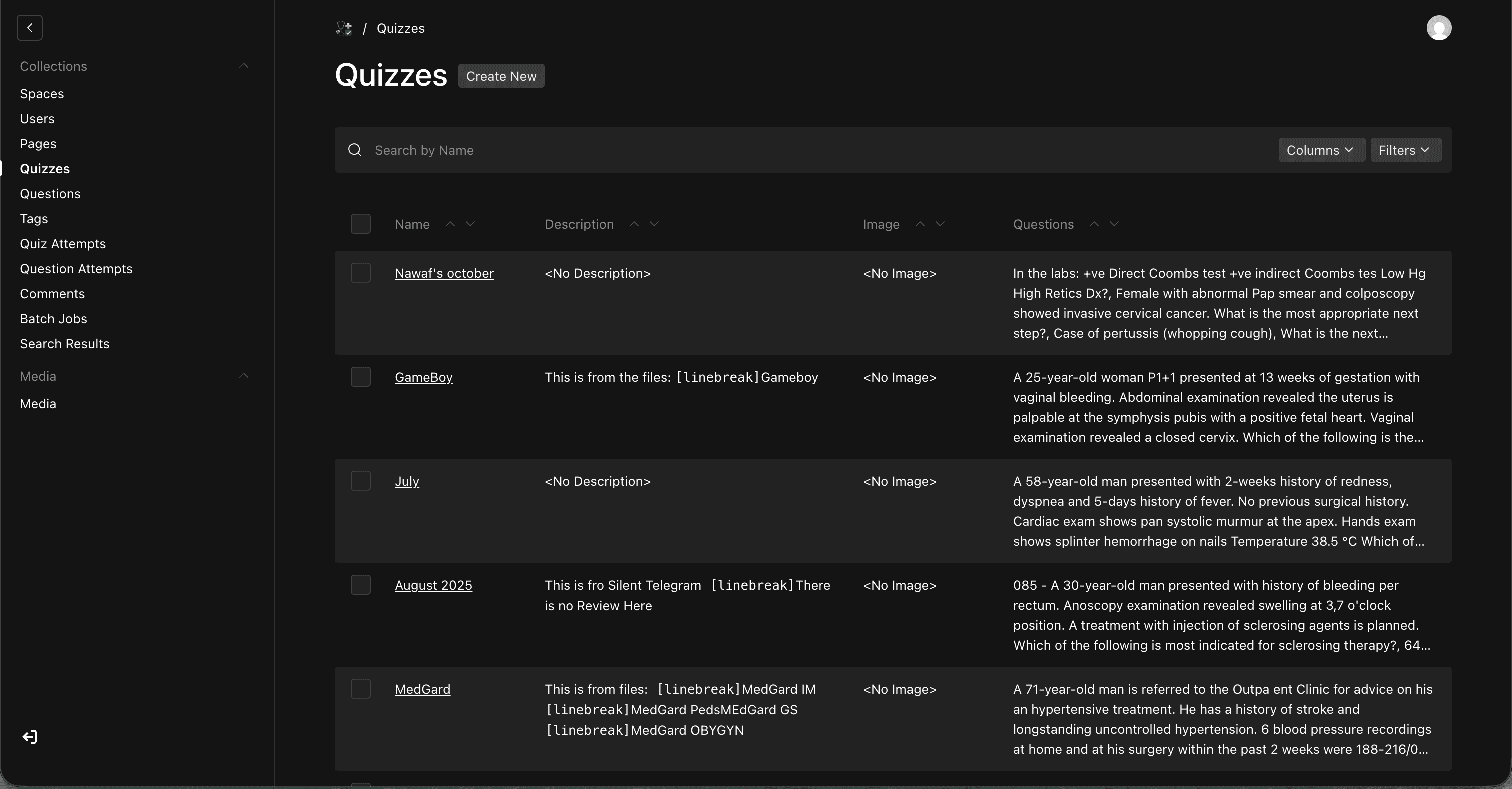 Quizzes Administration