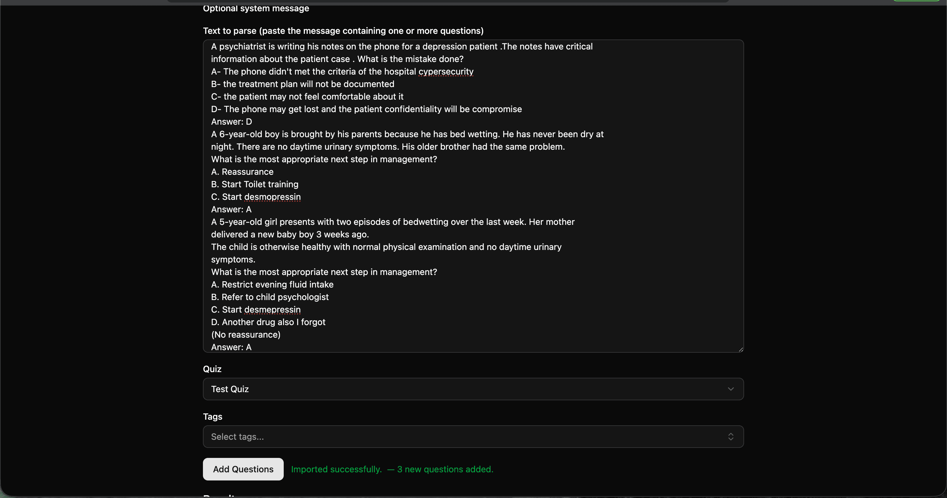 AI Manual Import - Input