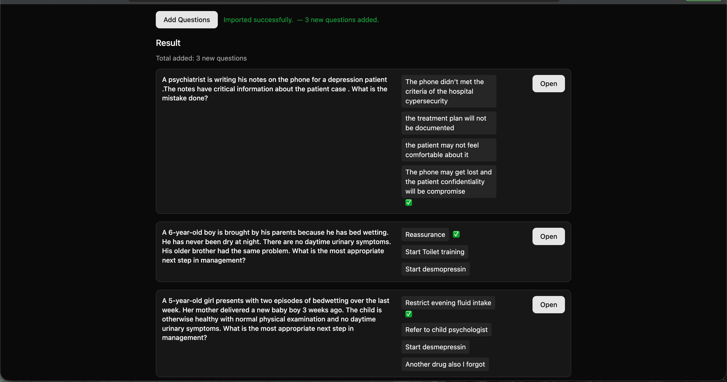 AI Manual Import - Result